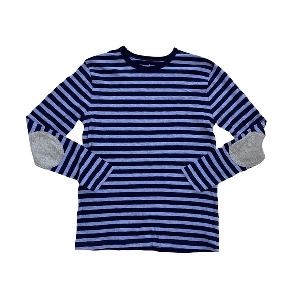 J. Crew Other - J. Crew | Crewcuts Navy Blue & Light Blue Striped Elbow Patch Long Sleeve Tee